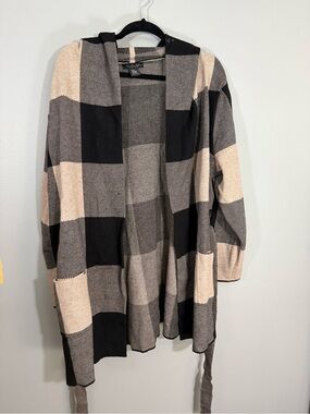 Rachel Zoe Black & Cream Plaid Open-Front Cardigan